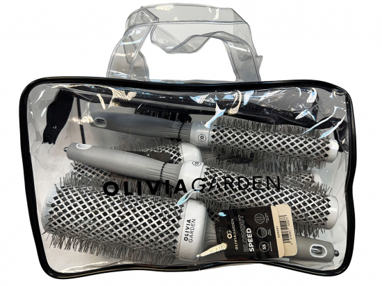 OLIVIA GARDEN BROSSE BLOWOUT SPEED WHITE & GREY LOT x5 ex SPEED XL