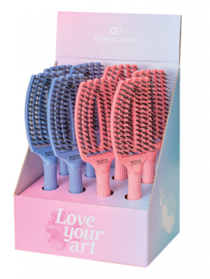 OLIVIA GARDEN PRESENTOIR BROSSE FINGERBRUSH COMBO LOVE 6 RANGS x8