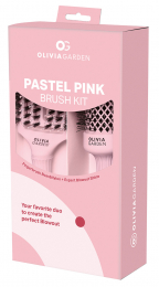 OLIVIA GARDEN KIT PASTEL PINK FINGERBRUSH + BLOWOUT SHINE 45mm New