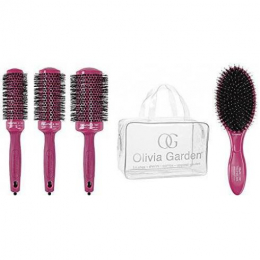 OLIVIA GARDEN BROSSE BLOWOUT ex CERAMIC ION LOT x4 (3 RONDES+1 PLATE)